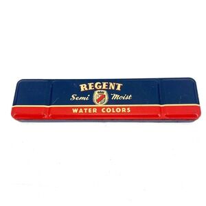 Regent Semi Moist Water Colors Metal Tin Set With Brush Vintage Art Supplies